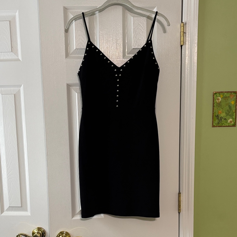 City Studio Black Mini Dress with Silver Accents